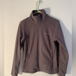 Columbia Womens Medium Fleece Zip Up Jacket Dark Gray Fall Warm Light Weight
